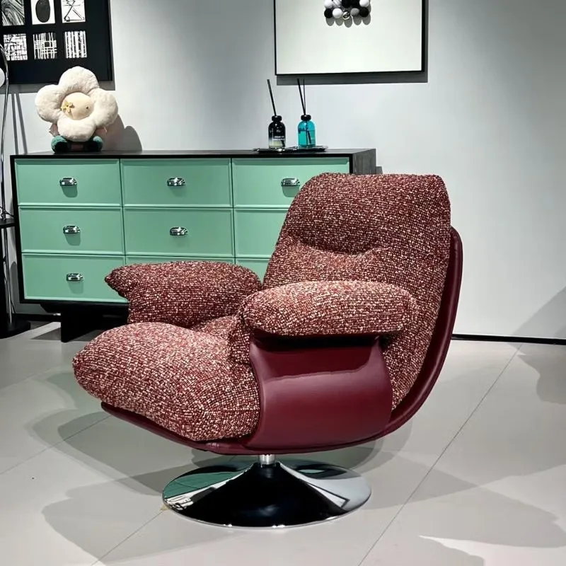 

Leisure Italian minimalist leather sofa removable and washable fabric retro single lazy swivel