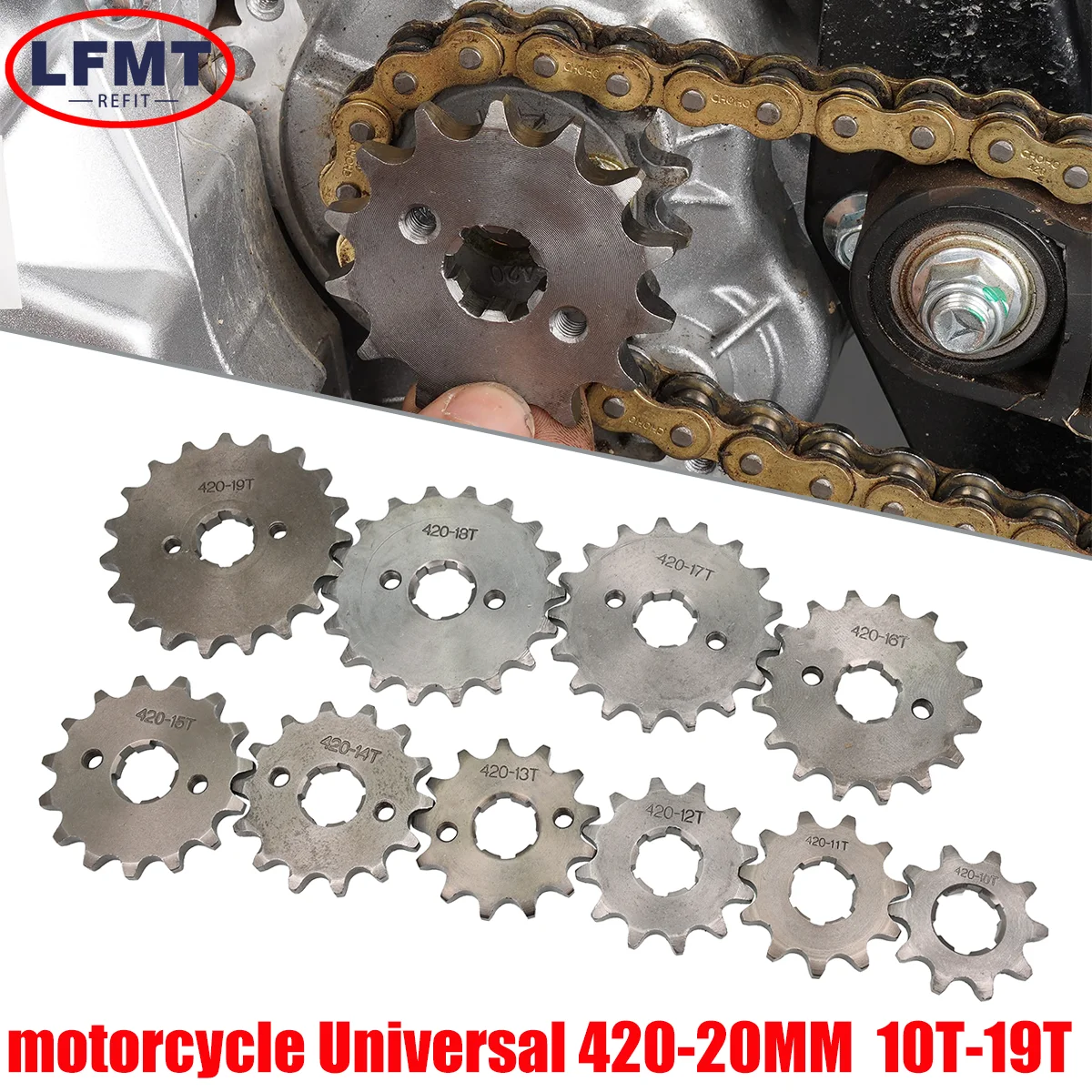 Motorrad 420 #   20mm 10 11 12 13 14 15 16 17 18 19T Zähne Vorne Motor Kettenrad Für ATV Dirt Pit Monkey Dax Bike Go Kart Quad