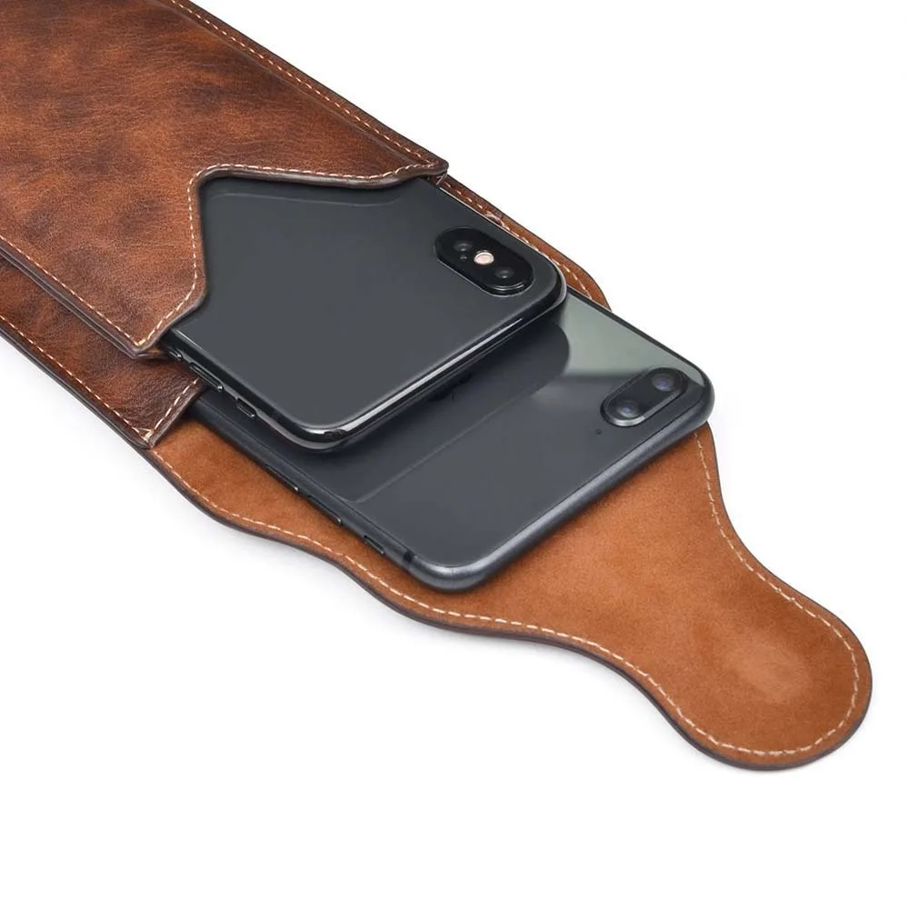 Portefeuille en cuir de cheval classique pour homme, sac de taille pour téléphone, étanche, multifonctionnel, portable, court, anti-perte