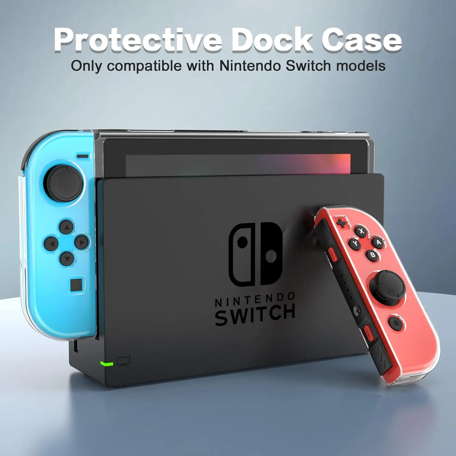 Switch Case and Screen Protector - Dockable Soft TPU Protective Cover for Nintendo Console With 6 Thumb Grips and Accessories