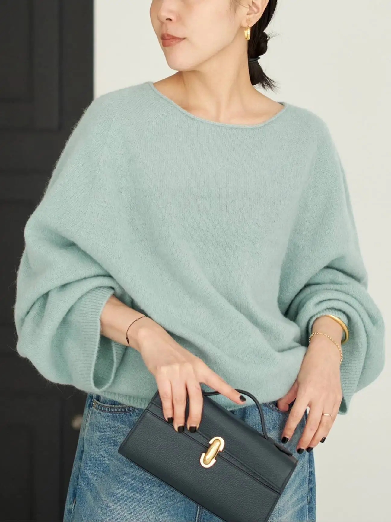 

Повседневный вязаный свитер свободного покроя из чистой шерсти, простой универсальный зимний свитер 202, женский модный круглый длинный све