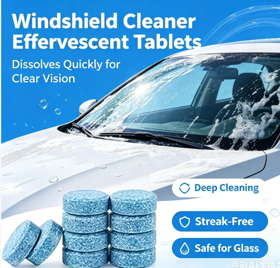 100/2Pcs Effervescent Car Solid Cleaner Car Windscreen Tablet Glass Water Solid Cleaner Universal Automobile Cleaner Accessories