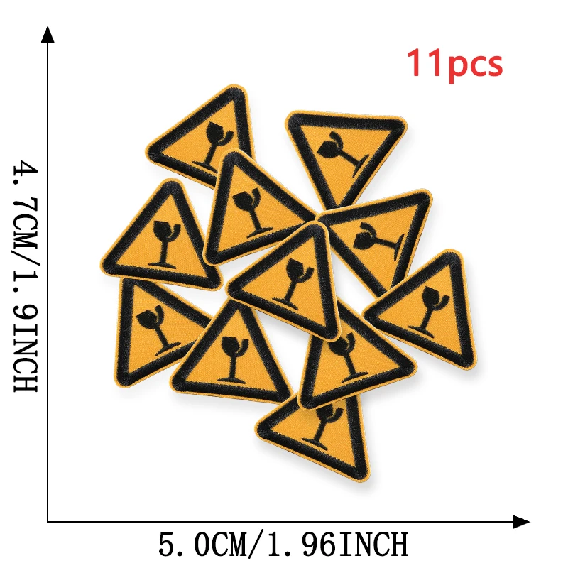 11 stücke Zeichen Verkehrs Dreieckige Outdoor Eisen Auf Patches Für Kleidung Gestickte Jacke Stoff Nähen Lot Pack Diy Coser Mochila – Detail 2