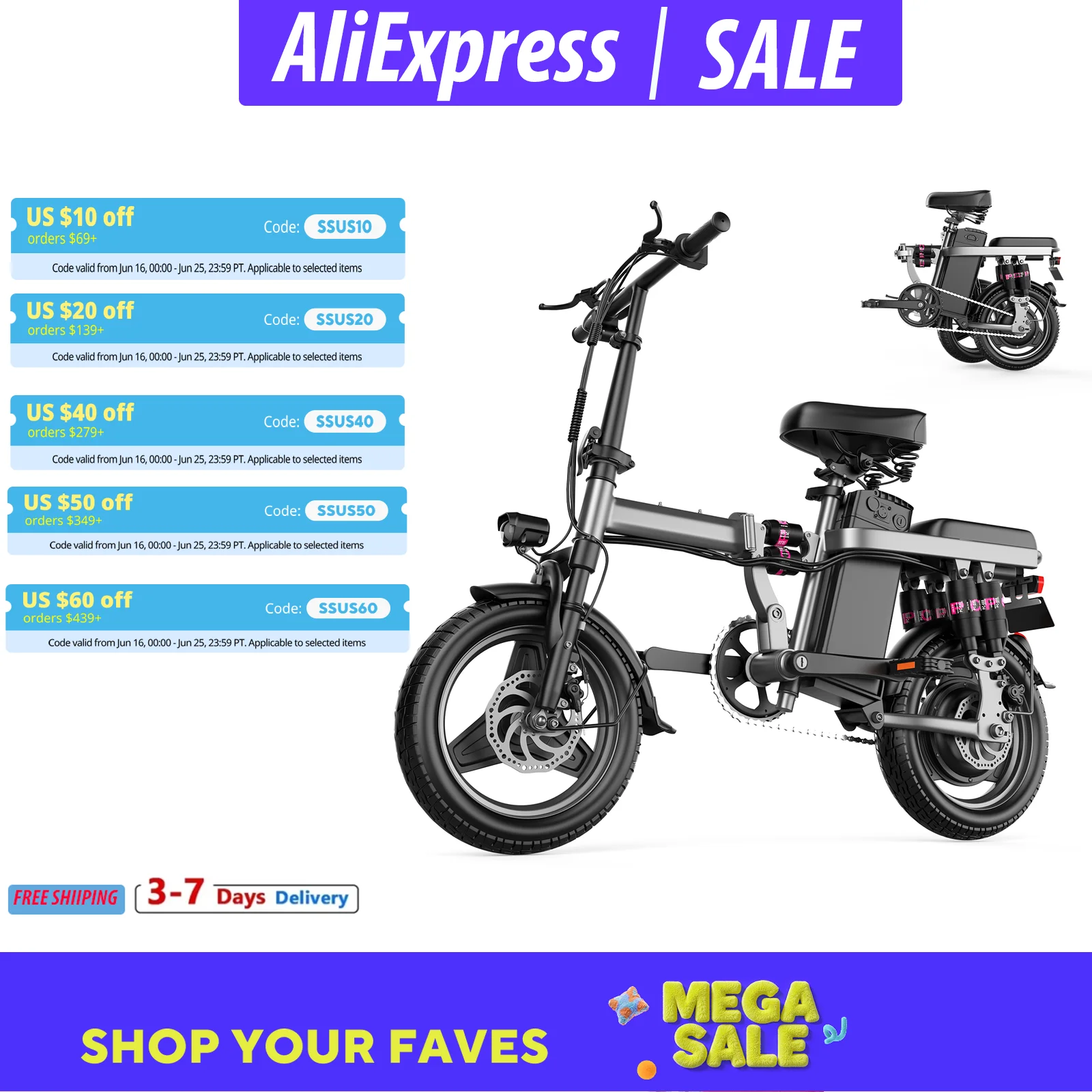 

Folding Electric Bike for Adult,48V 15AH Removable Battery, 20MPH 25Miles Commuting Motorcycle Ebike,500W 14'' Electric Bicycle