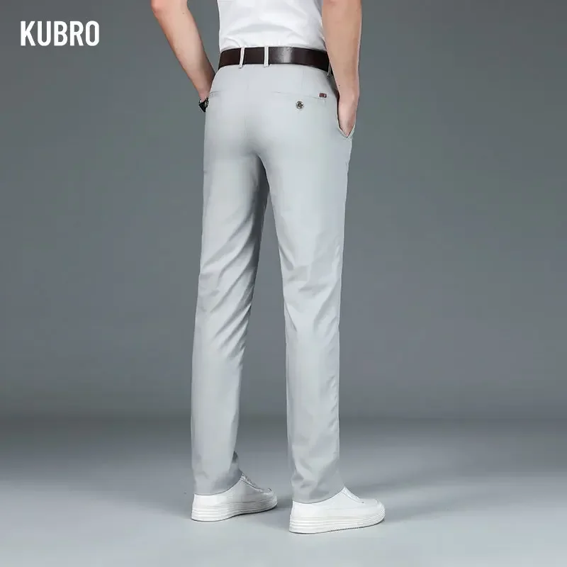 KUBRO Bambusfaser 2023 Herren Trendy All Match Lose Koreanische Business Männlich Leichte Smart Casual Gerade Hosen Applikationen