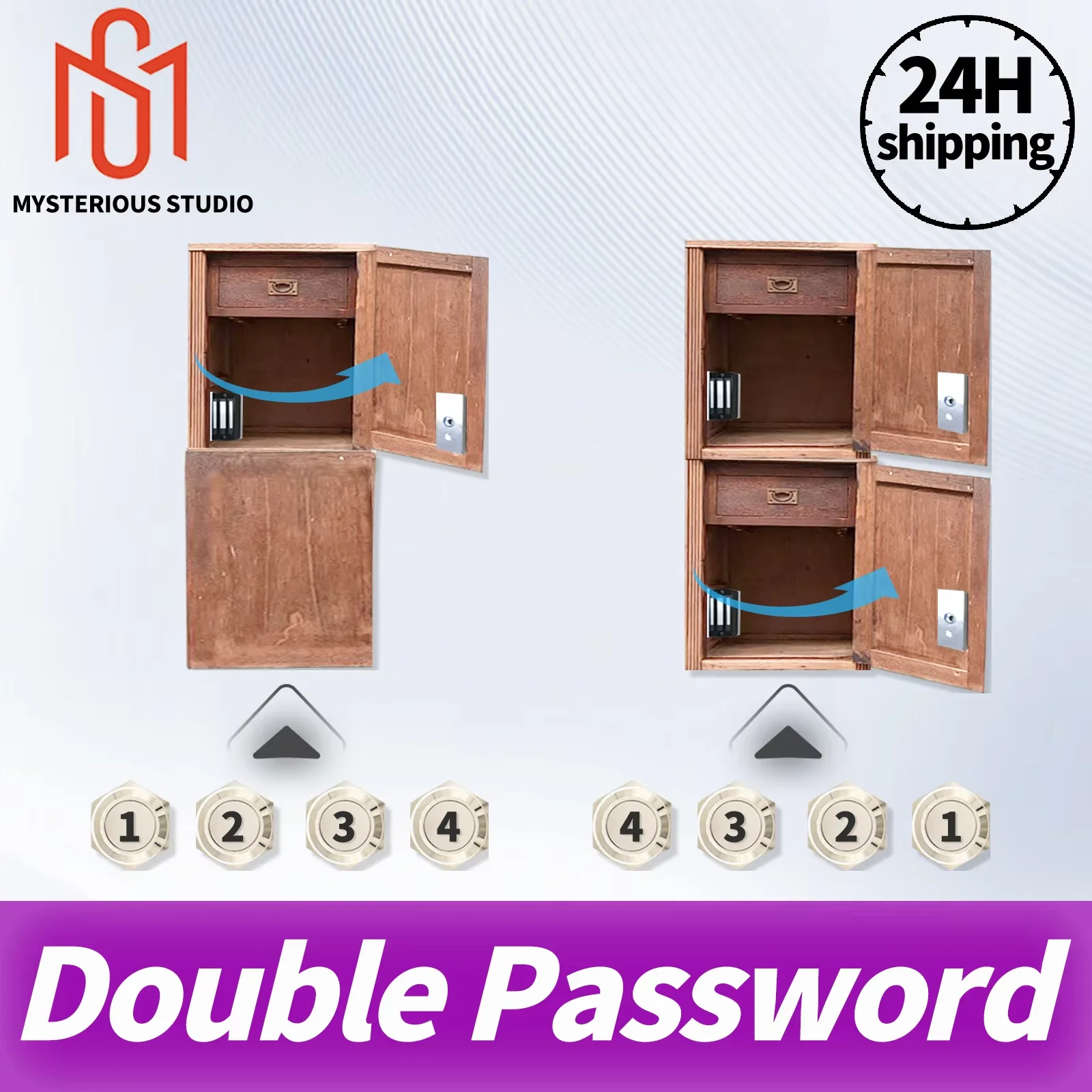 Mystery Studio Escape Room Props Double Password Props Password Correct  Password 1 Unlock Go 1  Password 2 Unlock 2 1987