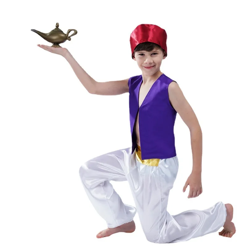 زي الأمير العربي للهالوين للأولاد، ملابس أداء دبي، الشرق الأوسط، ملابس عربية، زي المسرح العرقي التقليدي