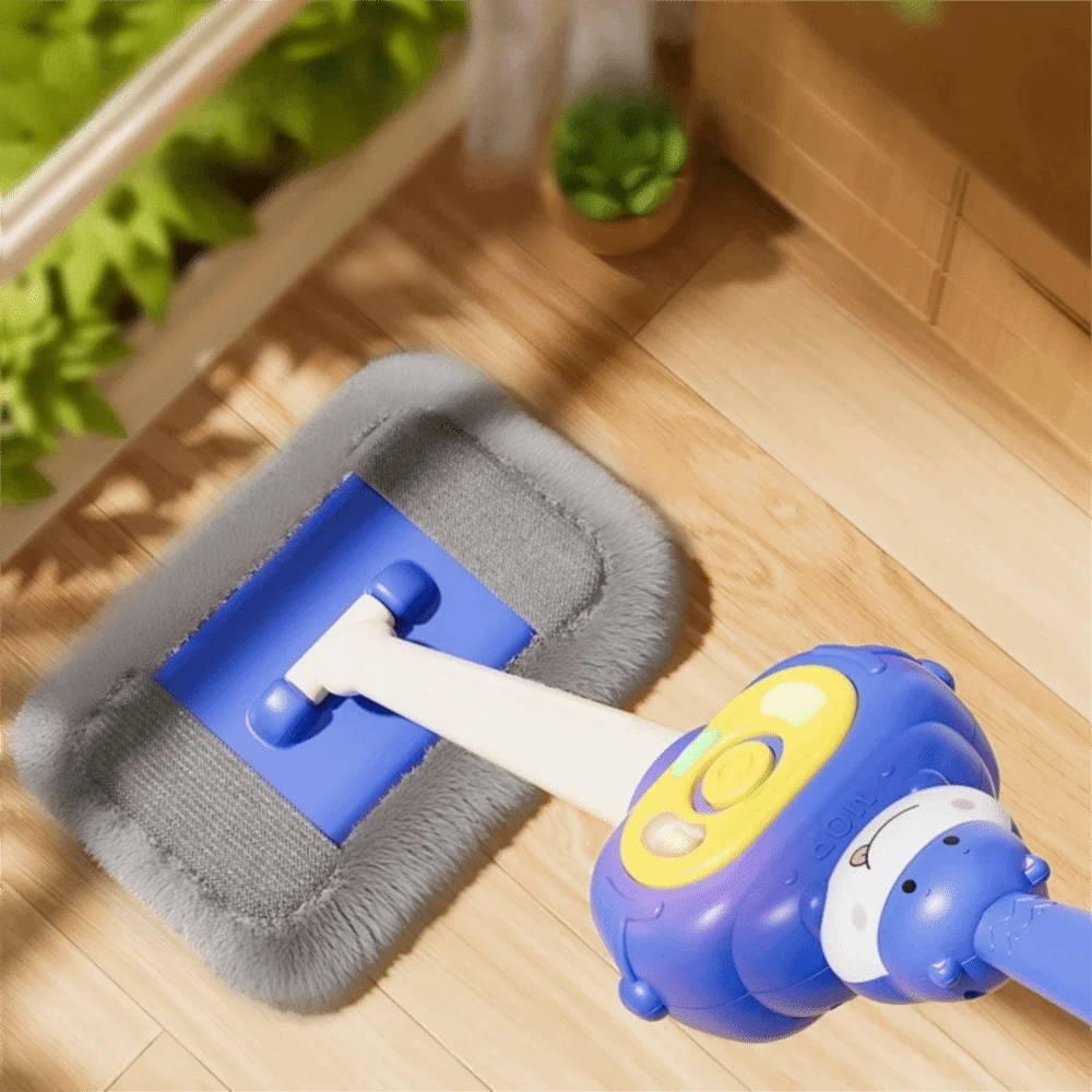New Plastic Simulation Cleaning Mop Light and Sound Microfiber Pad Mop Cartoon Animal Detachable Play Mop Housework Game