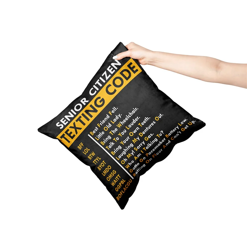 Aertemisi 18'' x 18'' Funny Senior Citizen's Texting Code Square Throw Pillow Cushion Covers Cases Pillowcases 45cm x 45cm