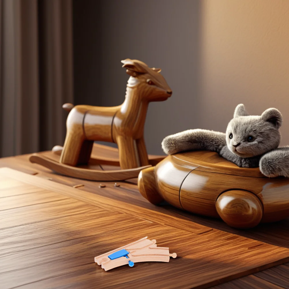 

2 шт. деревянные железнодорожные рельсы, изогнутые поворотники, бесконечные варианты планировки, интерактивная игра, безопасные, надежные, совместимые, популярные, для развития, для железнодорожных наборов