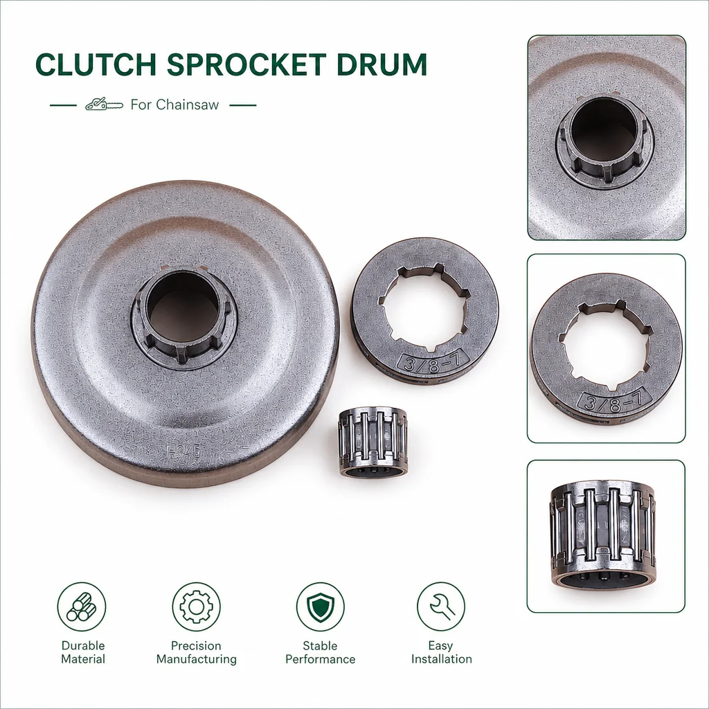 3/8"-7T Clutch Drum Sprocket Kit Rim Bearing For Husqvarna 340 345 350 445 450 Chainsaw Parts, Replaces 578 09 79-01 view 4