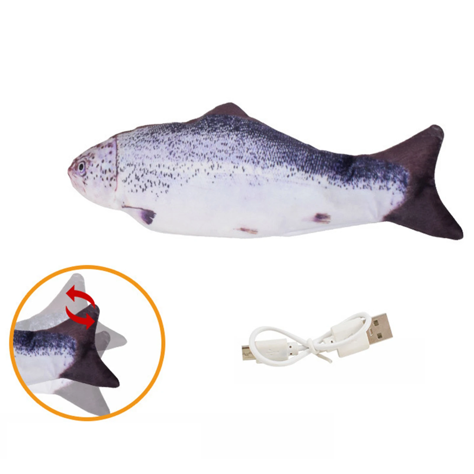 Electric Moving Cat Fish Toy Realistic Plush Electric Wagging Fish Cats Toys for Cats/Puppy/Small Dogs