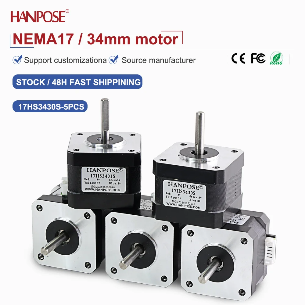 

NEMA17 5 шт. 17HS3430S шаговый двигатель 12 В 0,4 А двухфазный четырехпроводной аксессуар для 3D-печати двигатель производитель прямые продажи