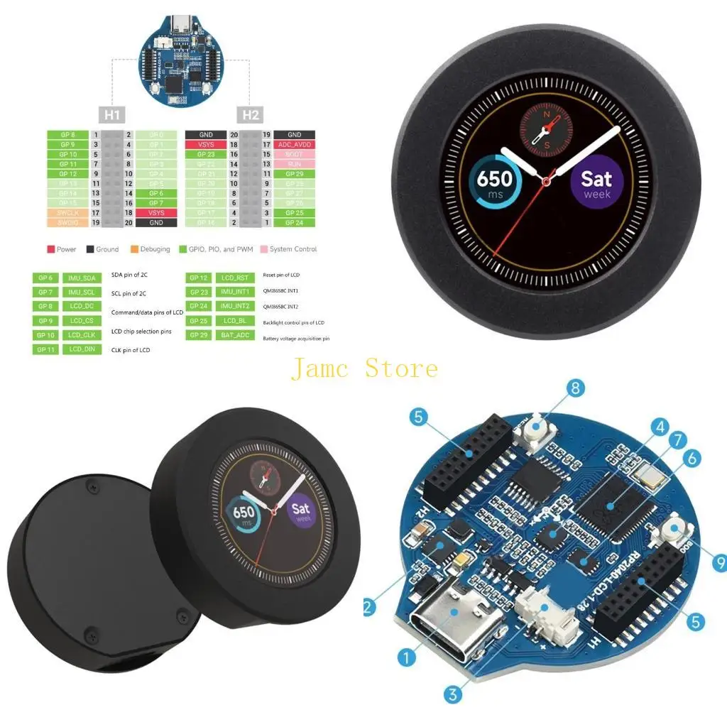 

LX0B 1.28inch Round LCD Display Modulee Round RGB IPS 240x240 Resolution GC9A01