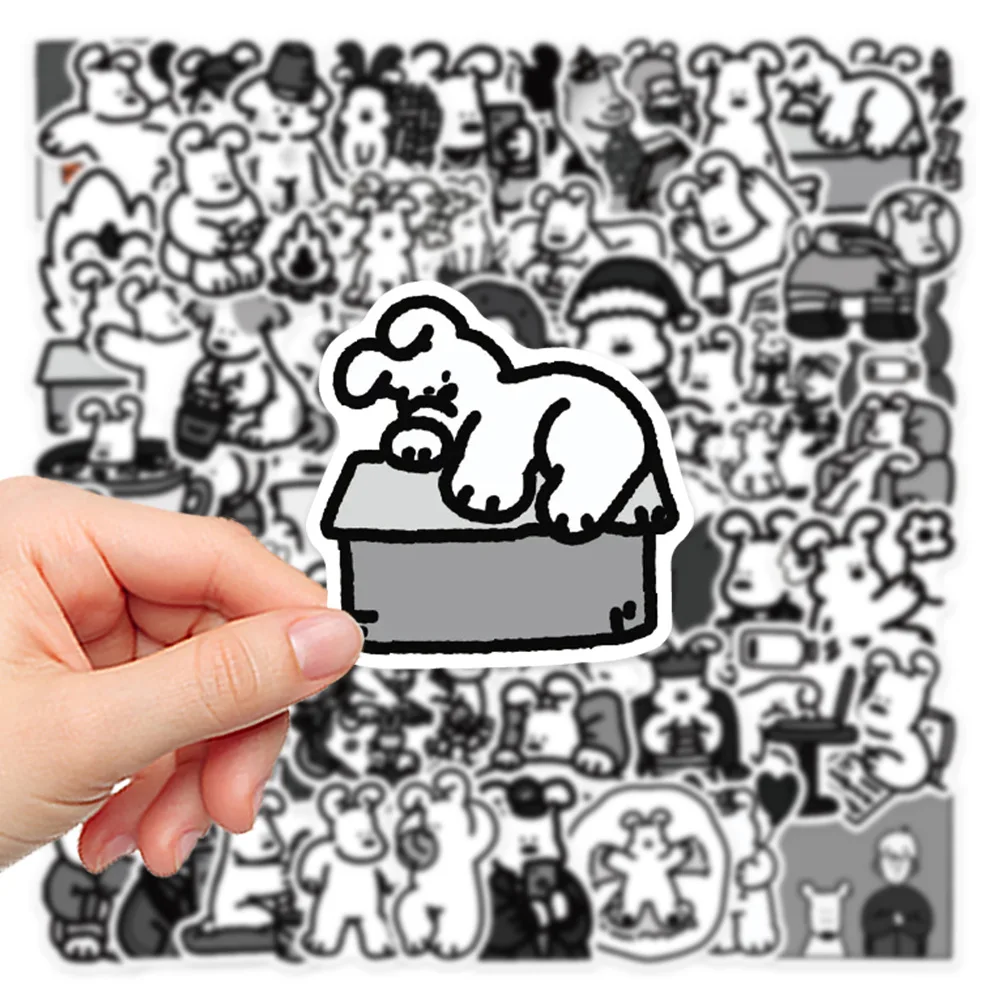 10/30/62PCS Black And White Stick Figure Style Dog Stickers Graffiti Funny Kids DIY Decals Gift Toy for Wall Notebook Phone Bike