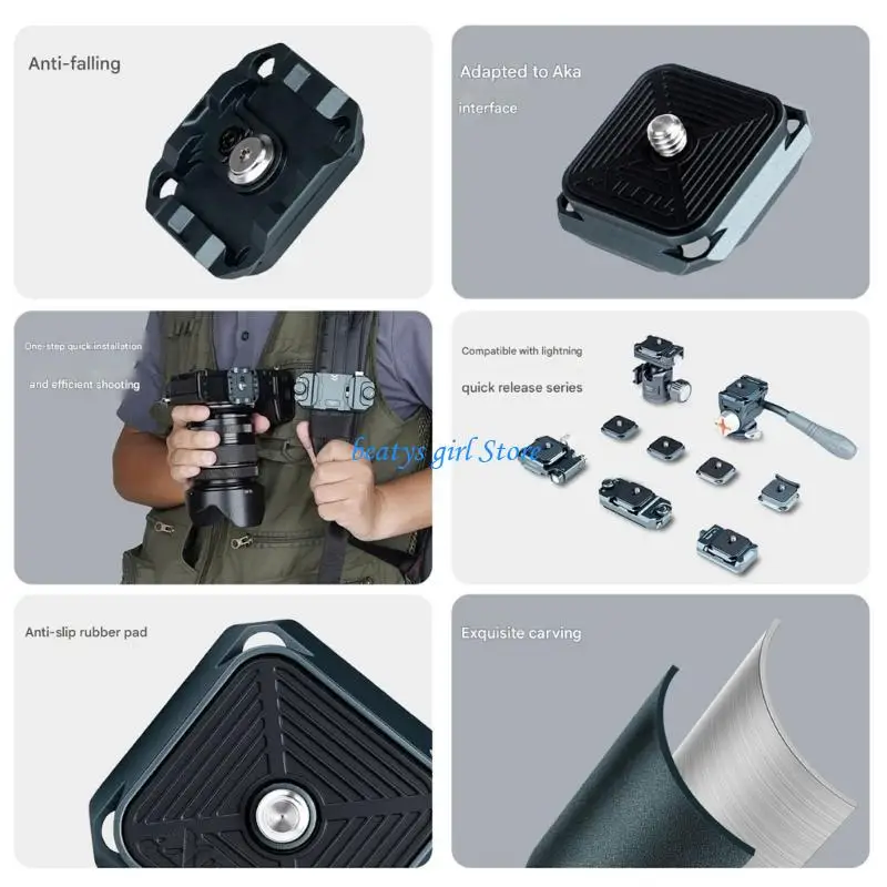 

C7AB Secure AntiRotation Camera Quick Release Plate Corrosion Resistant Aluminum