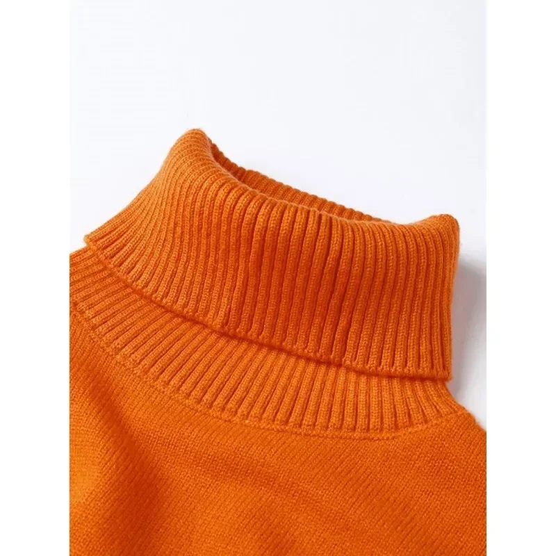 Turtleneck Knitted Sweater Autumn Winter Women\'s Oversize Long Sleeve Loose Pullover Tops Streetwear Soft Warm Elastic Sweaters