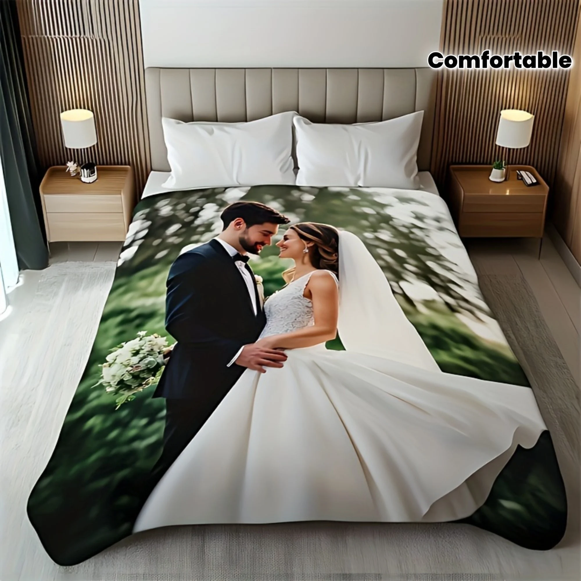 1pc Custom Photo Blanket - 5 Sizes Available - Perfect for Couples, Weddings, Anniversaries, And Special Occasions - Lightweight