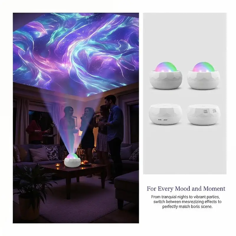 USB RGB LED Galaxy Projector with Remote 7 Modes for Immersive Bedroom or Party Atmosphere