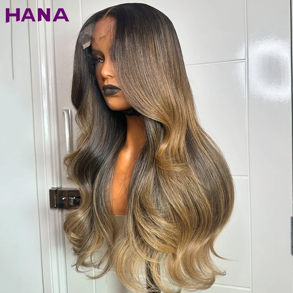 

Ombre Brown Blonde Colored 5X5 Lace Closure Wig Human Hair For Women Body Wave Highlight 13X6 13X4 Lace Frontal Wig 180%Density