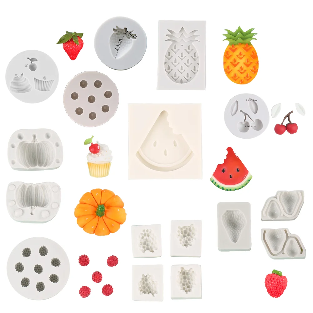 

11 Pattern Fruit Shape Silicone Fondant Mold DIY Sugarcraft Fondant Cake Decor Blueberries,Watermelons,Cherries Shape Mold