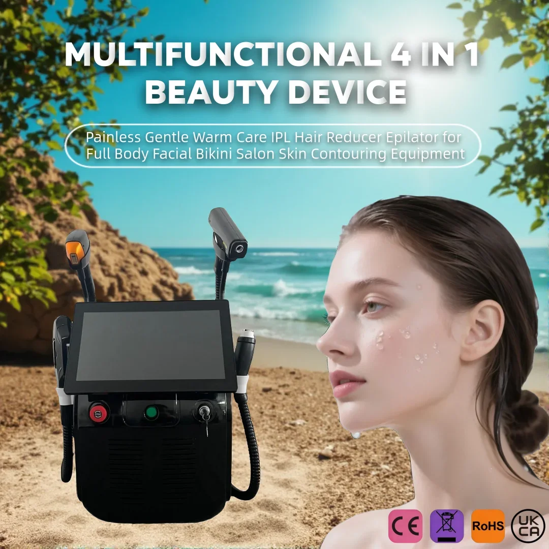 4 in 1 IPL Hair Remover Multifunctional Salon Beauty Equipment Ice Cooling Hair Reducer for Full Body Facial Bikini Gentle Skin
