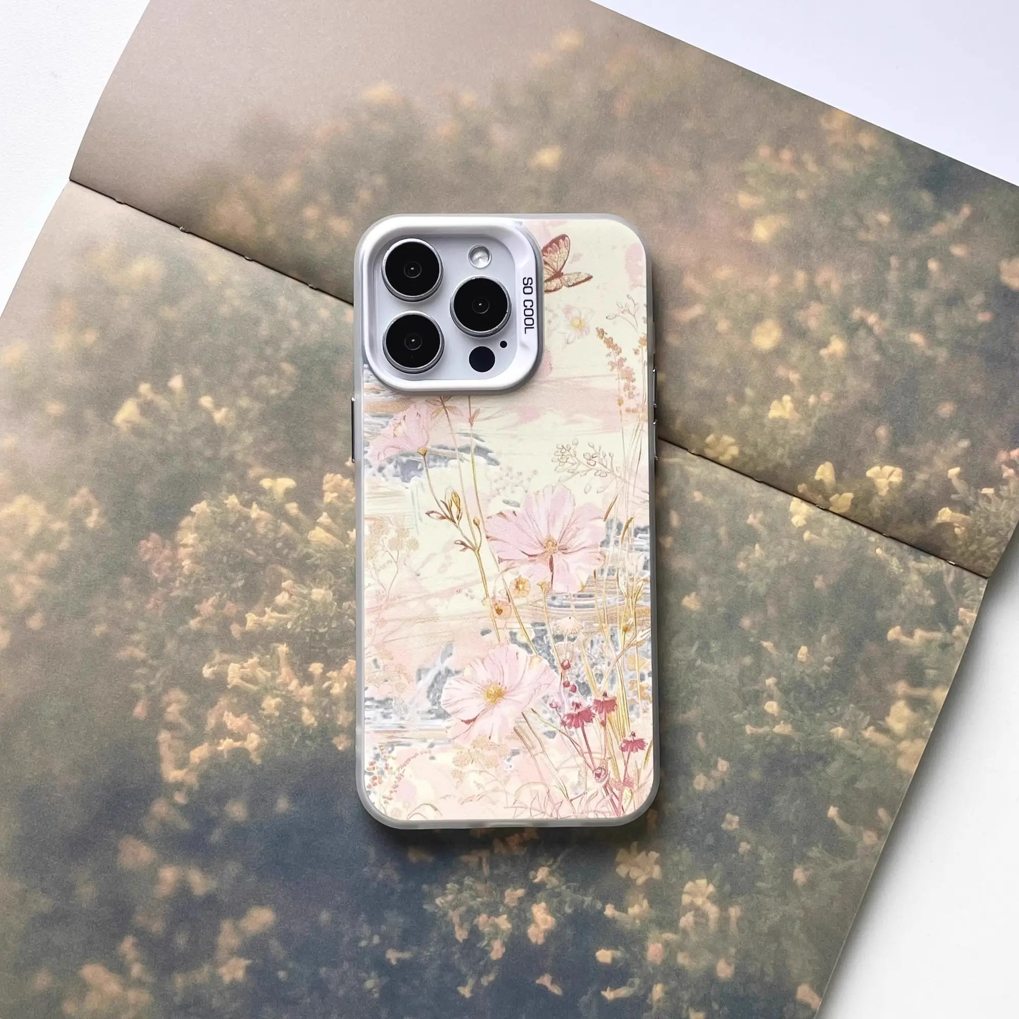 

Luxury Korean Case for iPhone 17 Air 16 Pro Max 15 14 13 Plus 12 11 Matte Cover Camera Protection for Male Female Romantic Flora