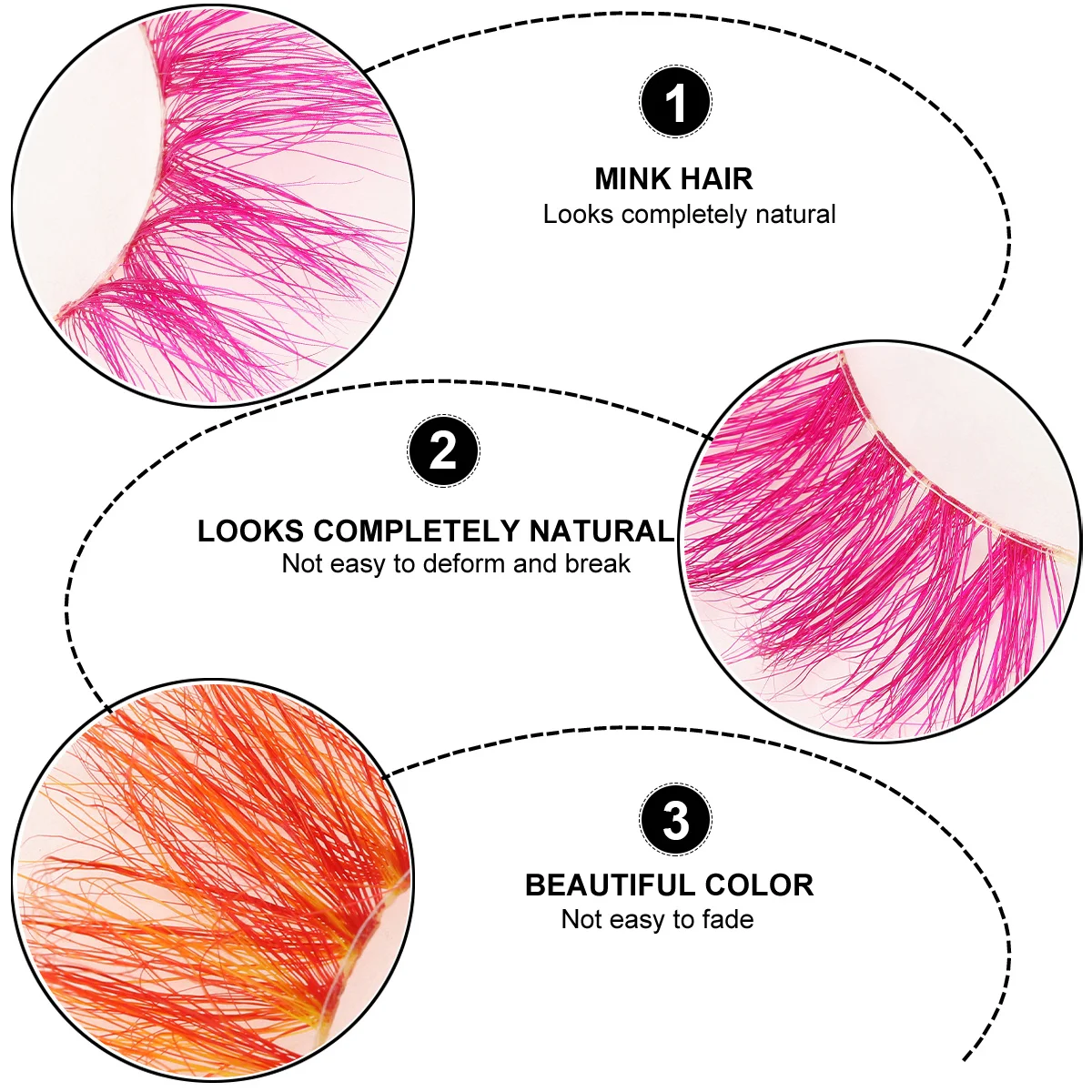 2Pairs Colorful Faux Eyelashes Premium Hair Light Weight Non Deformable 3D Thick Lashes for Eye Makeup Daily Wear