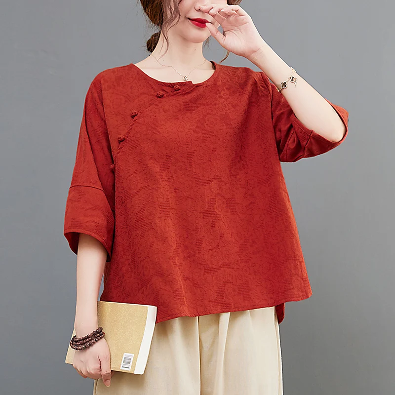 หลวมผ้าฝ้ายผ้าลินินกางเกง Harlan และ irt 2 ชิ้นชุด Faionable ศิลปะปุ่มด้านบนสําหรับ plus ขนาดผู้หญิงชุดลําลอง