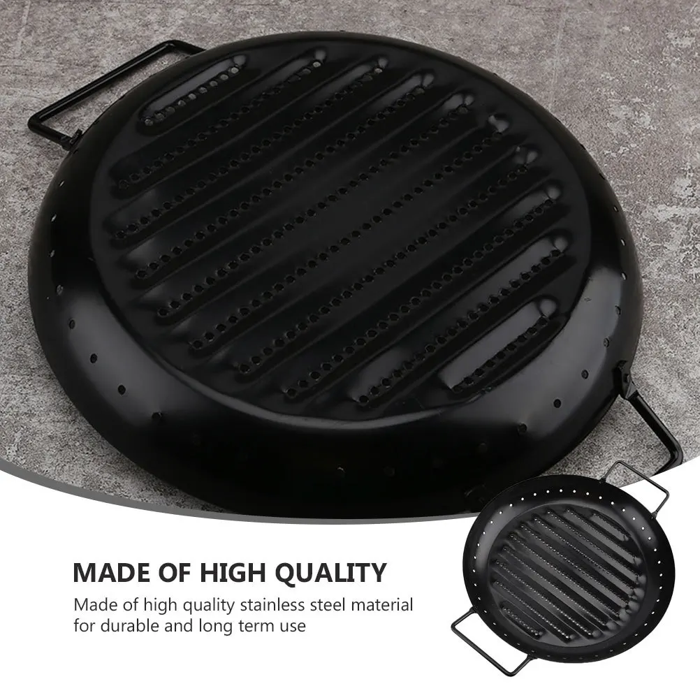 

1Pcs Round Durable Carbon Steel Grilling Pan Non-Stick Bbq Plate Outdoor Home Baking Tray Practical Tool Grilling Pan