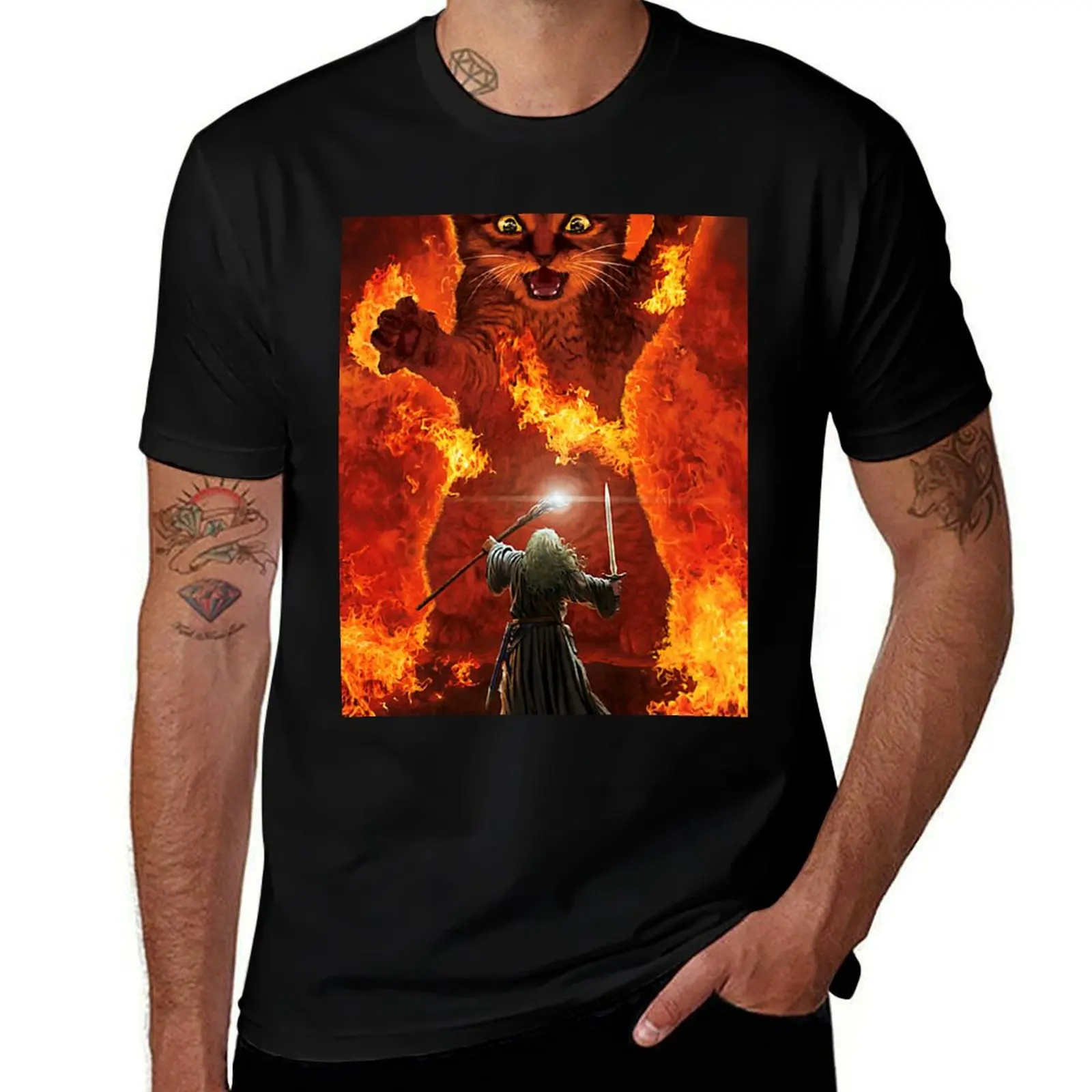 Balrog cat shirt TShir T-Shirt T-shirts man Funny t-shirts cute tops quick-drying t shirts men