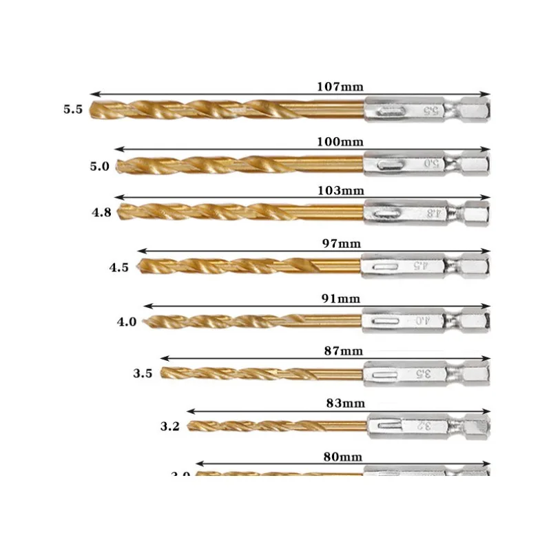 13pcs Hexagonal Handle Fried Dough Twists Drill High Speed Steel Electric Drill Drilling Combination Suit