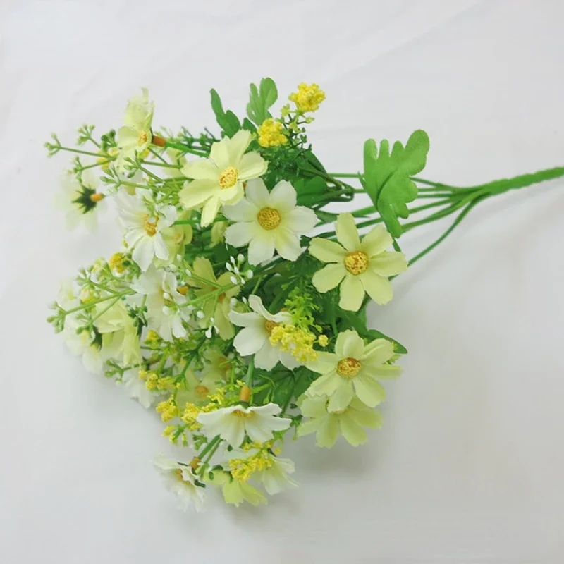 

One Bouquet 7 Branch 28 Heads Cute Silk Daisy Artificial Decorative Flower DIY Wedding Flower Bouquet Home Room Table Decoration