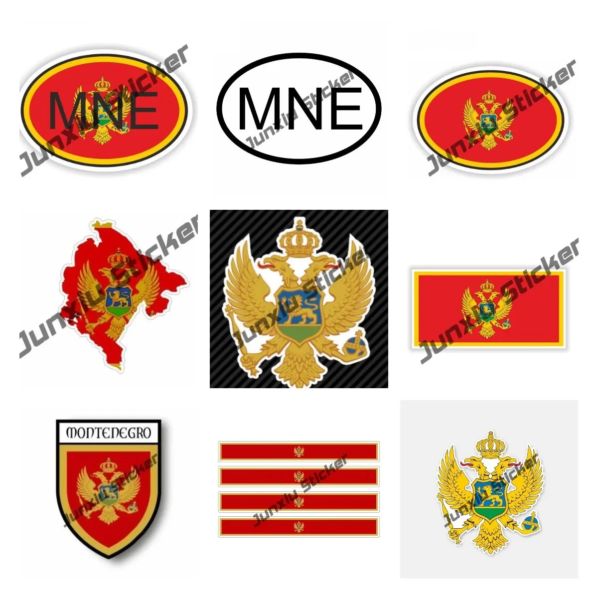 Montenegro Flag MNE Sticker Montenegrin Coat of Arms Sticker Decal Self Adhesive Vinyl Car Decal Car Accessories Glue Sticker