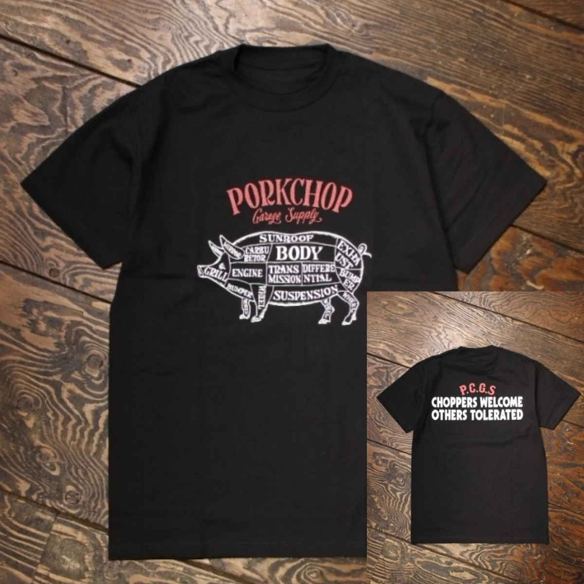 Hot Japanese Pork 2026 Chop Round-neck Loose T-shirt Chopper Motorcycle Retro Simple Japanese Skateboard Surfing Modification