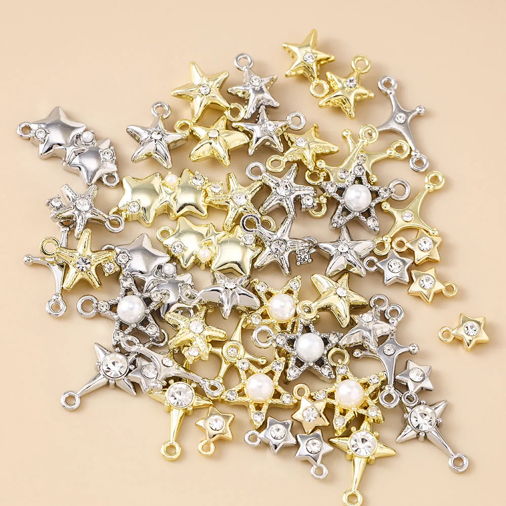 Leslie 5 Stück exquisite süße Kristall-Polaris-Charms, Sterne-Anhänger für handgefertigte Tropfen-Ohrringe, Halskette, Armband, DIY-Schmuckherstellung – Detail 5