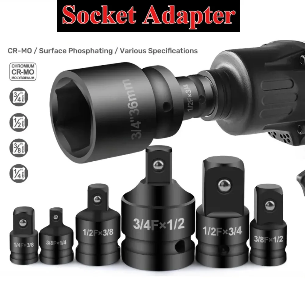Impact Socket Adapter Reducer Set 1/2 3/8 1/4 inch Use Wrenches Drills in Auto and Impact Driver Construction Work