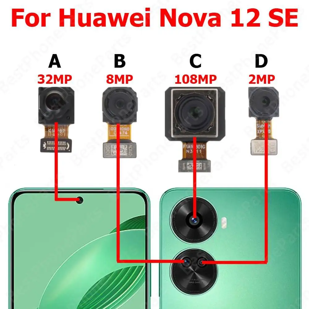 Camera For Huawei Nova 12 SE 12SE Rear Backside Front Facing Frontal Selfie Back Camera Module Mobile Phone Replacement Parts