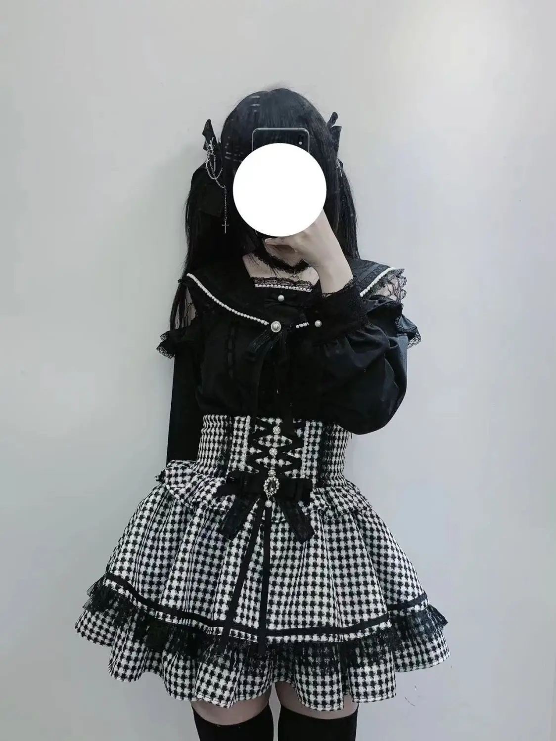 Gothic Sweet Lolita Skirt Lace Bow Embellishment Layered Ruffled Hem Japanese Harajuku Subculture Party Bottom Spring Summer