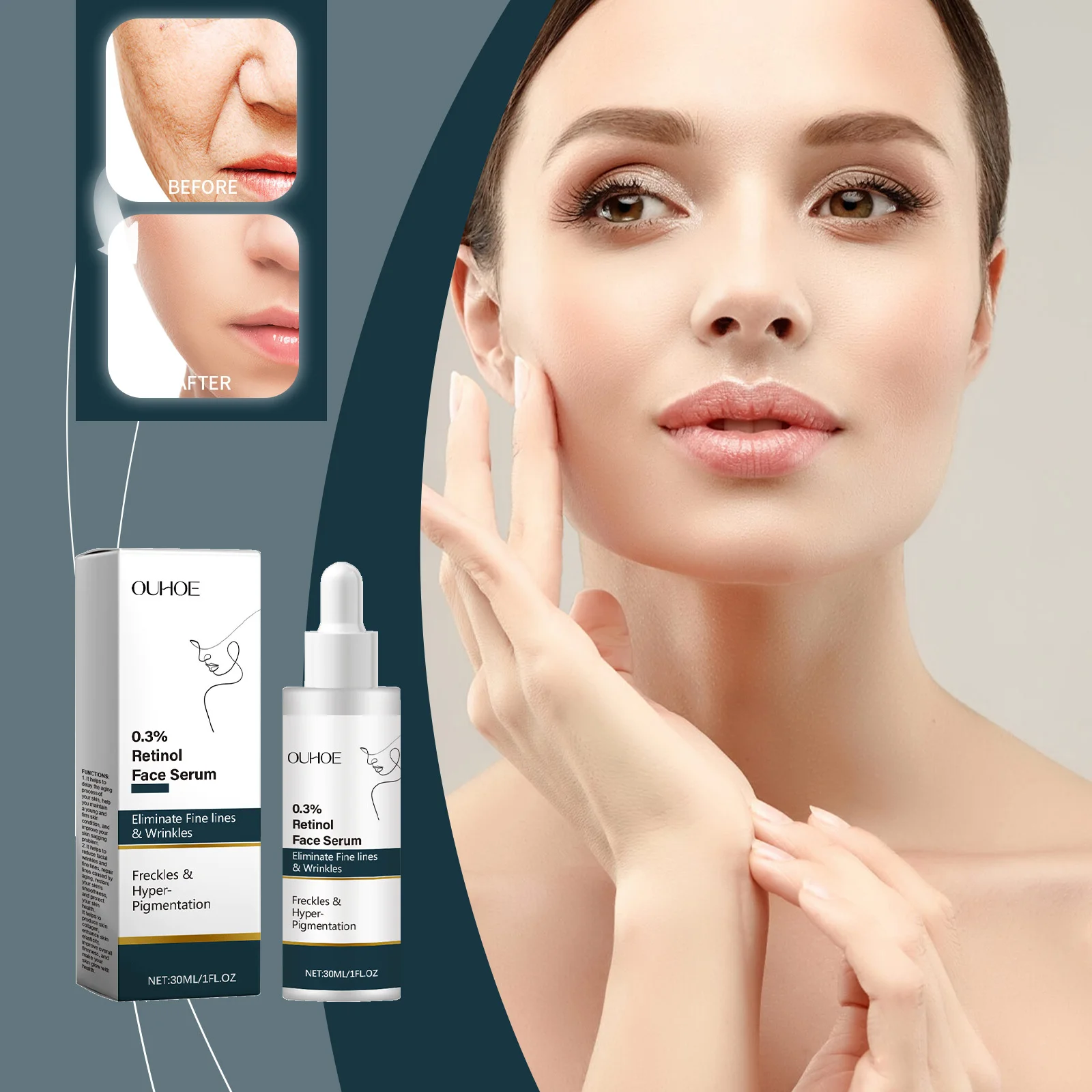 

Retinol Anti-Aging Facial Serum Hydration & Radiance Improves Skin Elasticity Strengthen skin barrier Fast-Absorbing