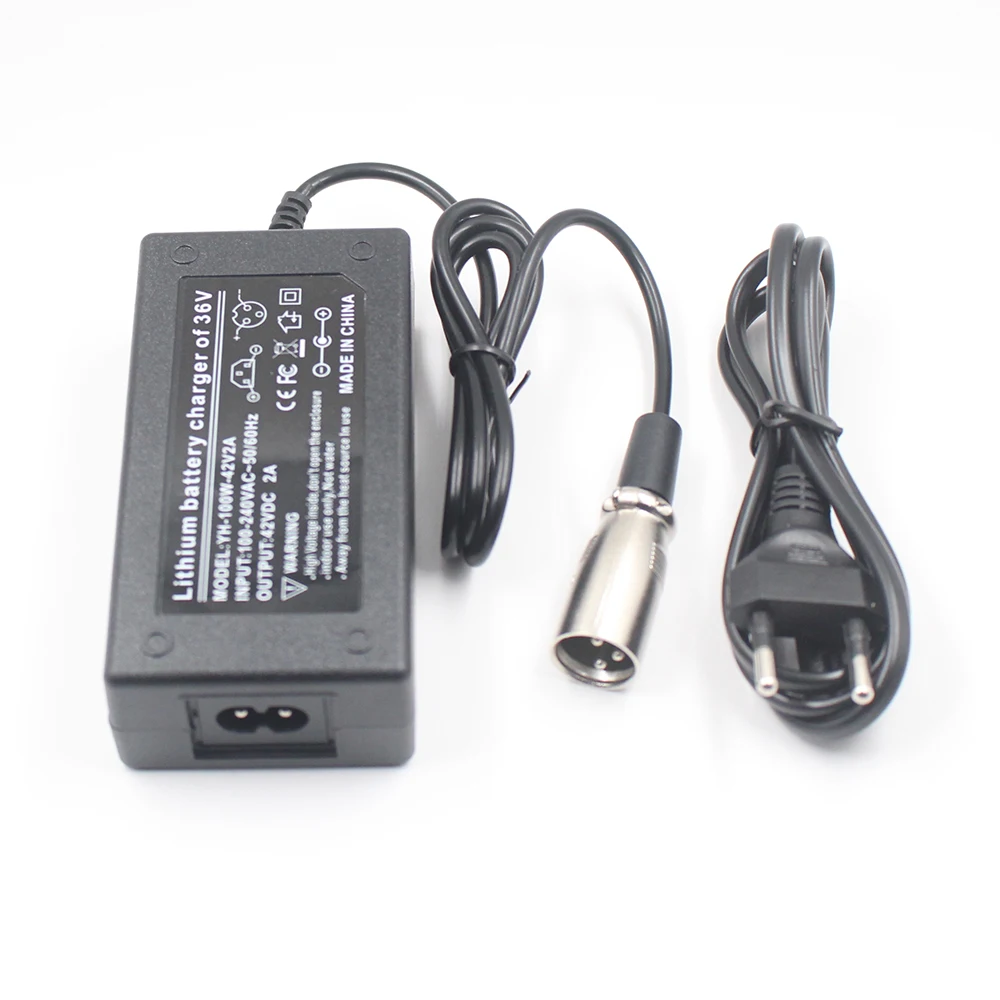 42V 2A 42V2A  Charger For 36V 18650 Lithium Battery Pack With 3-Pin XLR Socket Connector EU US AU UK