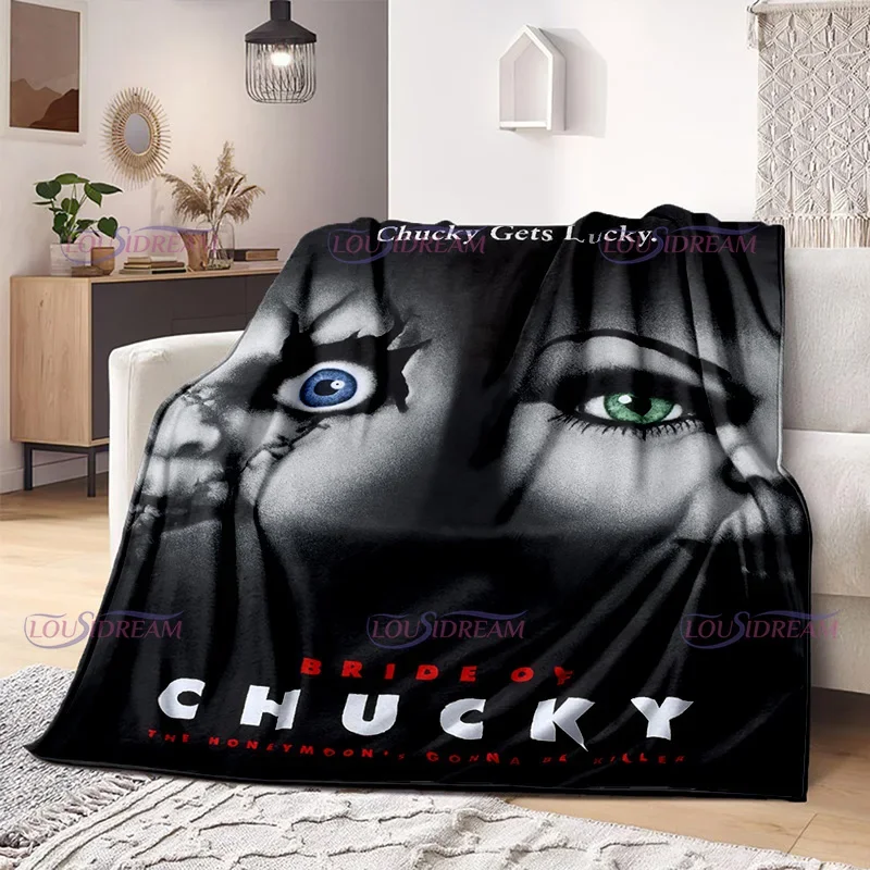 Watching Horror Stimulate Movie Blanket Child Play Character Chucky Blanket Home Couch Warm Bedspreads Soft Flannel Blanket