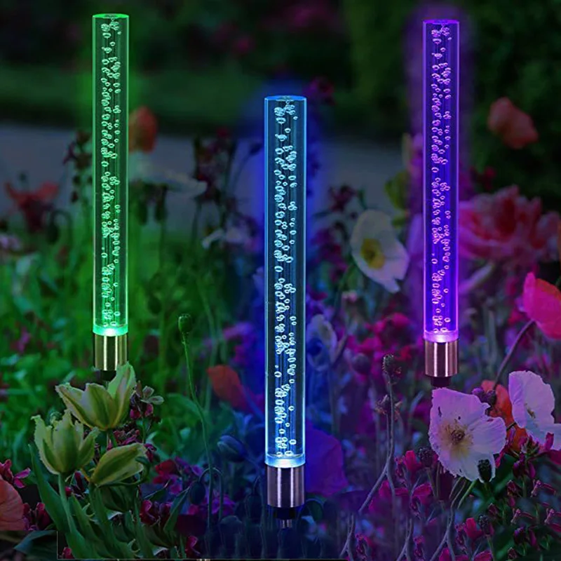 4/2/1PCS Solar Garden Lights Outdoor Solar Tube Lights Solar Acrylic Bubble Light Waterproof RGB Color Changing LED Solar Lights