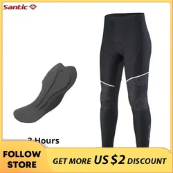 Santic Windproof Cycling Pants Men Outdoor Mountain Bike Road Riding Clothing Fleece Warmer Quick Dry Running Bicycle Sportswear