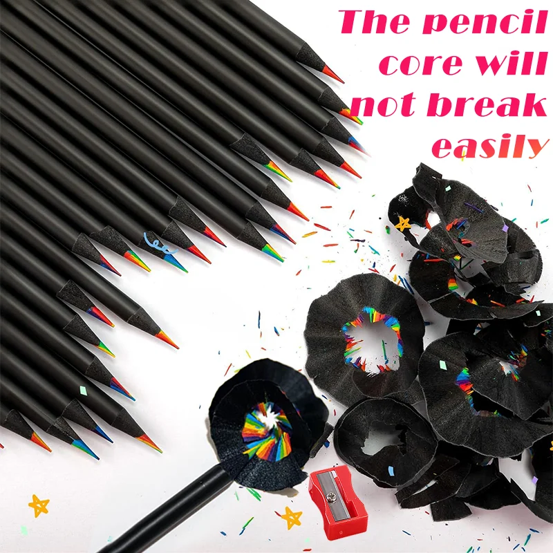 10Pcs/set Colored Pencil 7 Colors Concentric Gradient Colorful Pencil Kawaii Painting Rainbow Pencil With Pencil Sharpener