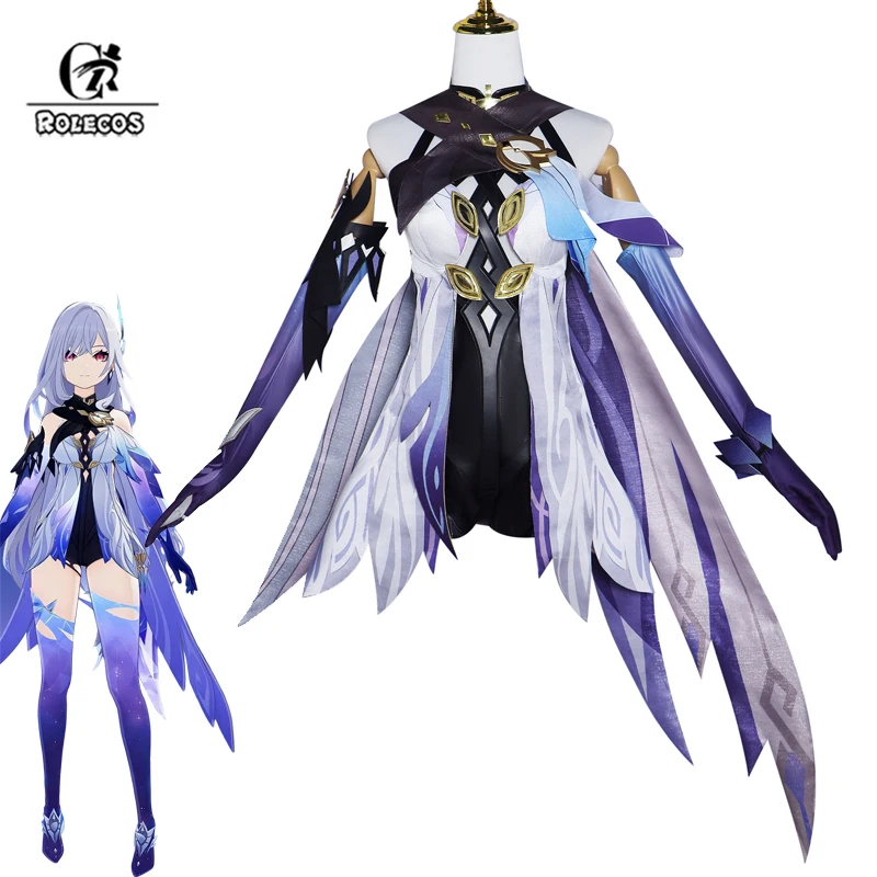 

ROLECOS Genshin Impact Skirk Cosplay Costume Game Mysterious Swordswoman Skirk Women Dress Role Play Outfit Fullset Suit