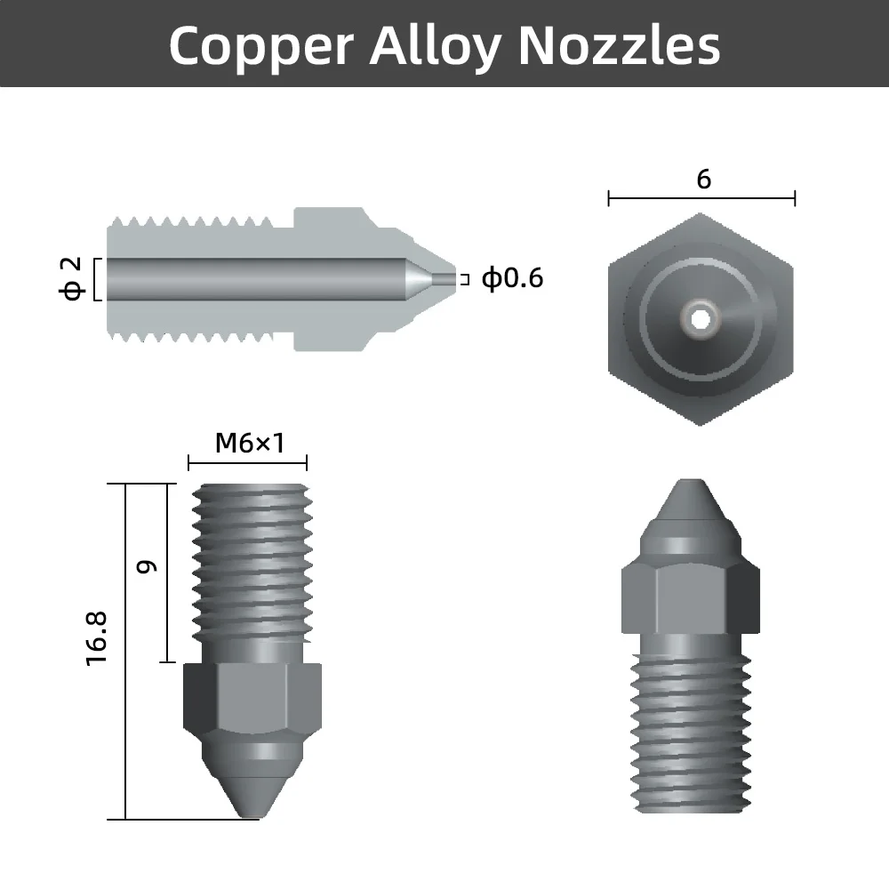 Ender 7 Spider Hotend Brass Nozzle 0.4mm 0.6mm Plated Copper