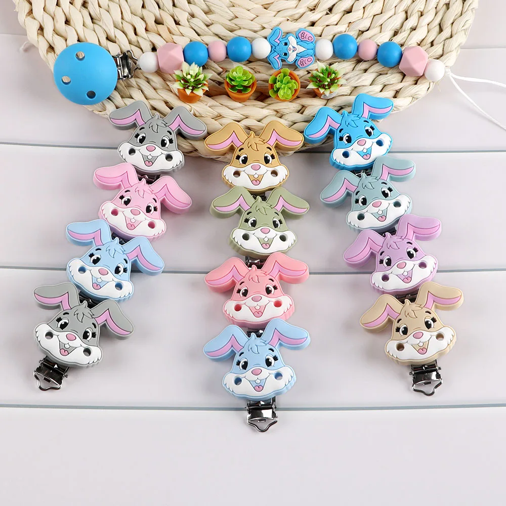 2Pcs/Lot  Bee Bear Tiger Dog Animals Flower Rainbow Silicone Beads Clips for DIY Making Jewelry Chain Necklace Accessories Etc