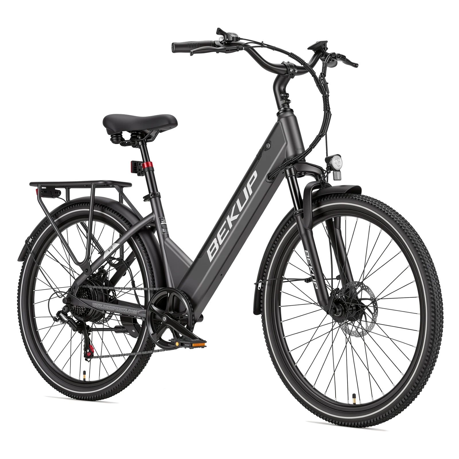Elektrofahrrad, 26 Zoll, E-Bike für Damen und Herren, 36 V, 14,5 Ah Akku, 250 W Motor, 25 km/h, Citybike, 60–75 km Reichweite, 7 Gänge, Elektrofahrrad mit Bremslicht.