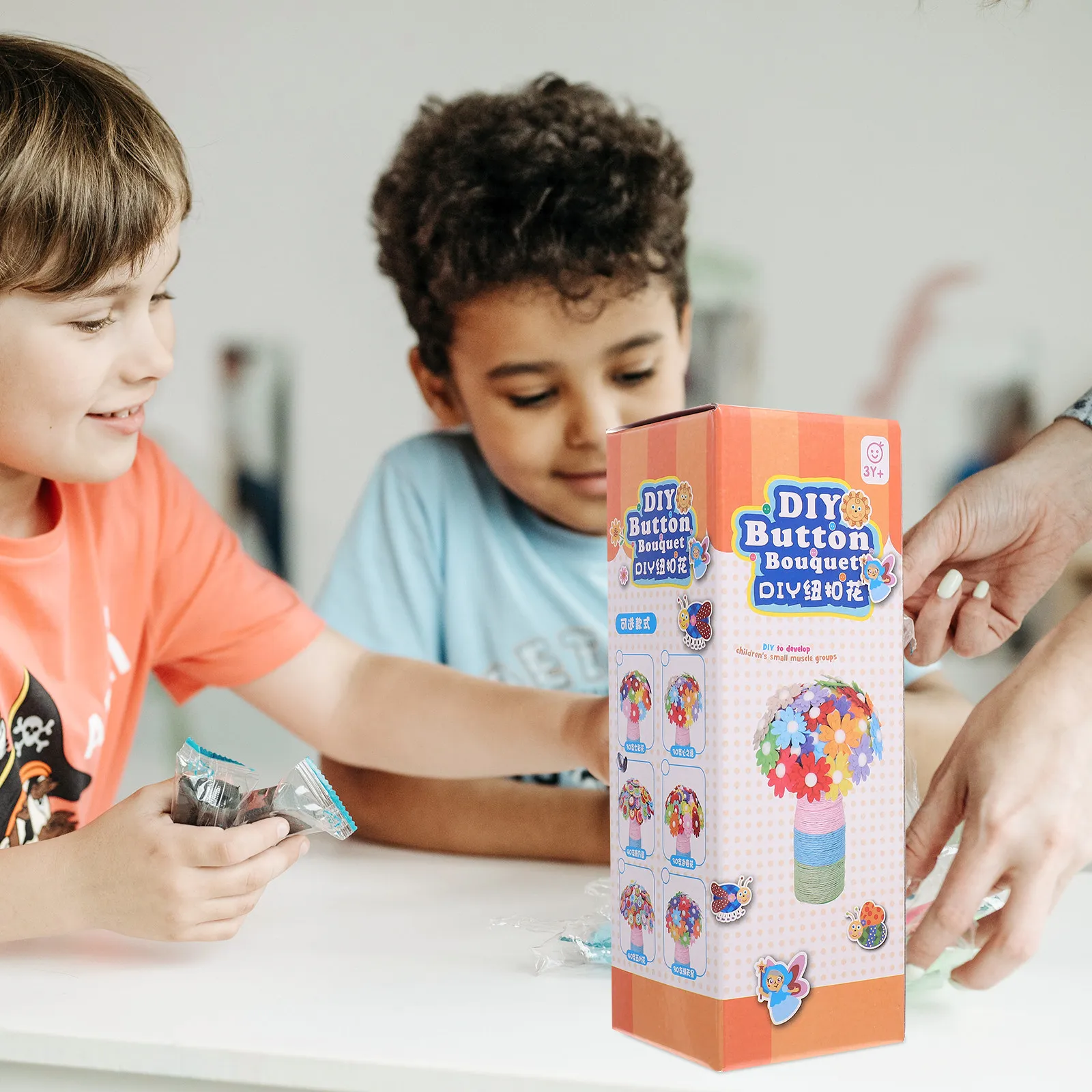 

2Sets DIY Flower Bouquet Material Kit Safe Non-Toxic Vivid Colors Enhance Fine Motor Skills Parent- Bonding